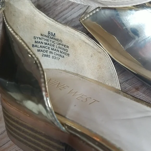 Nine West Womens Gild Metallic Closed Toe Ankle Strap Shoes Size 8M - Picture 9 of 12